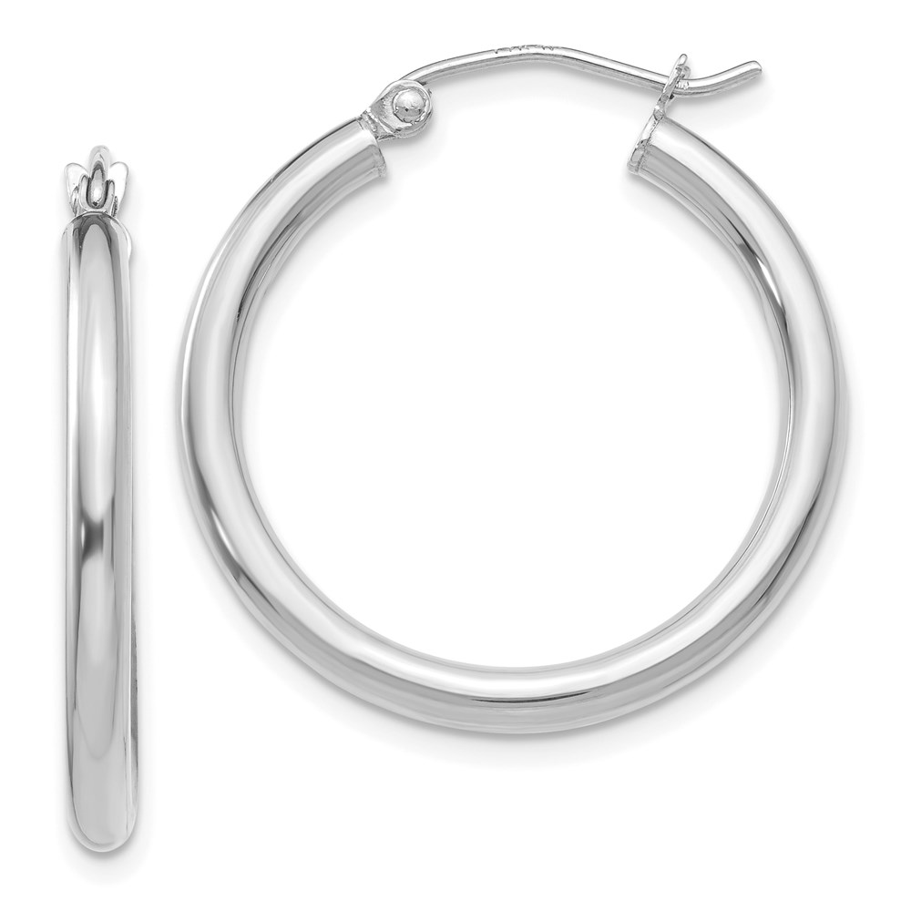 10T839 10K White Gold Polished 2.5 mm Tube Hoop Earrings