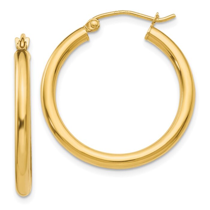 10T932 10K Yellow Gold Polished 2.5 mm Tube Hoop Earrings