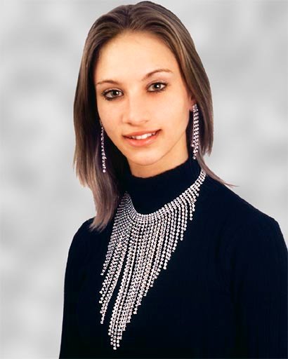 3399 Silver Rhinestone Necklace And Earrings Set