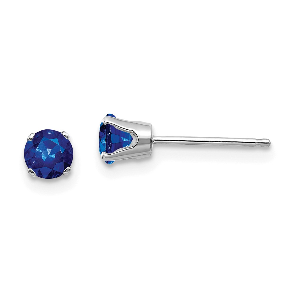 4 mm 14K White Gold Sapphire Stud Earrings, Pair