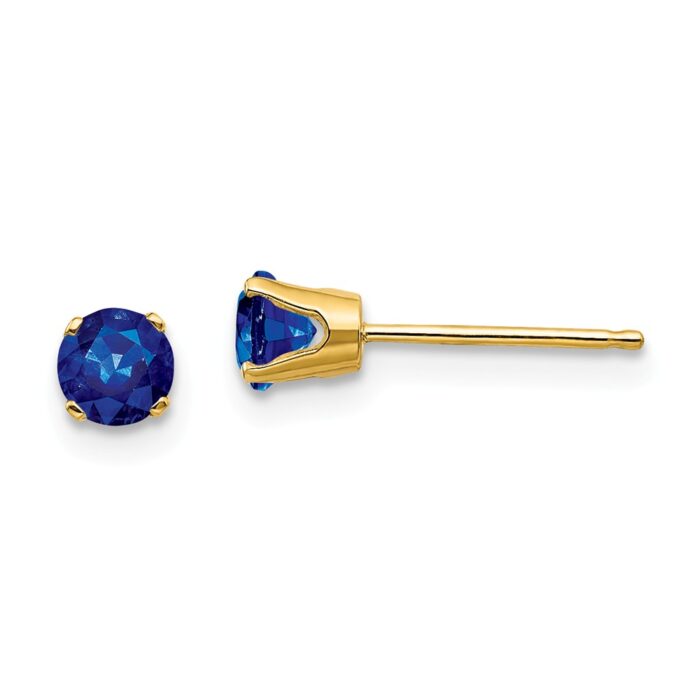 4 mm 14K Yellow Gold September & Sapphire Post Earrings, Pair