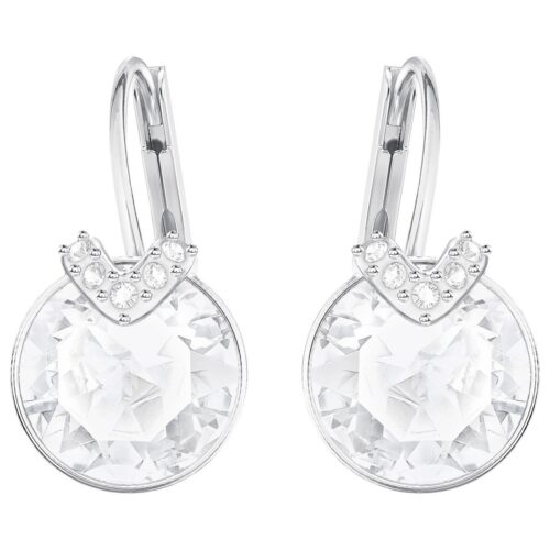 5292855 Rhodium Plating Bella V Pierced Earrings, White