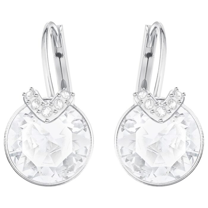 5292855 Rhodium Plating Bella V Pierced Earrings, White