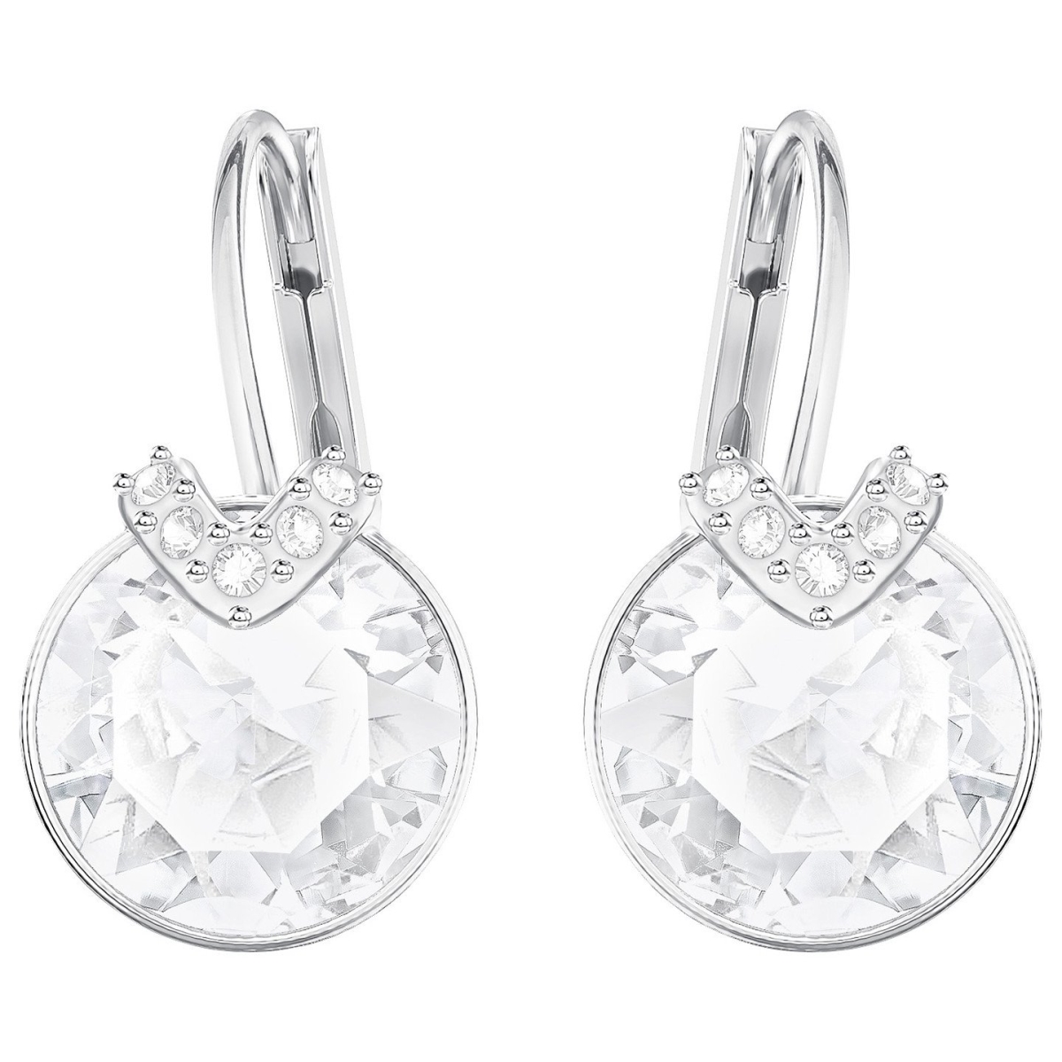 5292855 Rhodium Plating Bella V Pierced Earrings, White