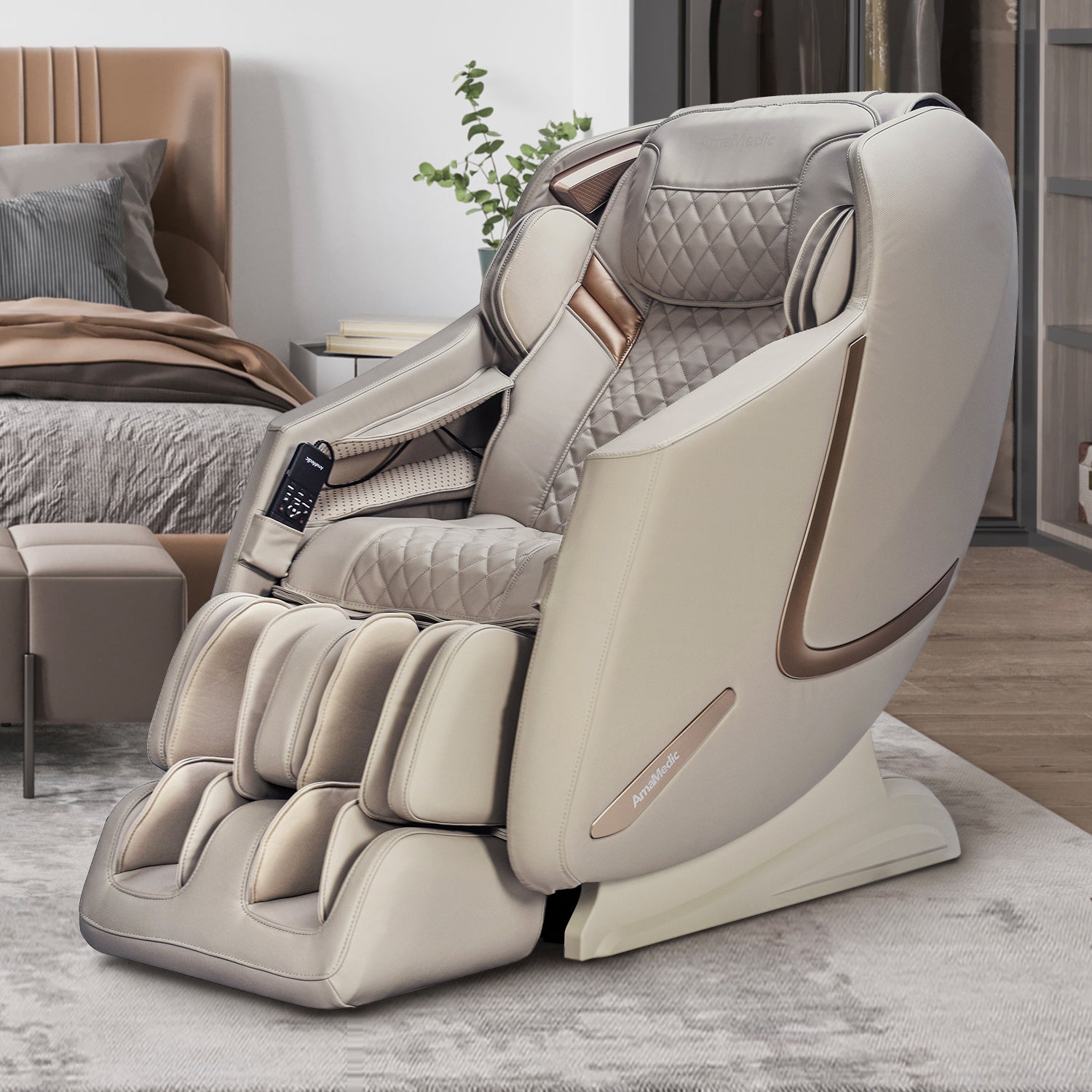 AmaMedic 3D Premium Massage Chair in Taupe