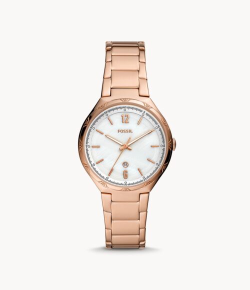 Ashtyn Three-Hand Date Rose Gold-Tone Stainless Steel Watch