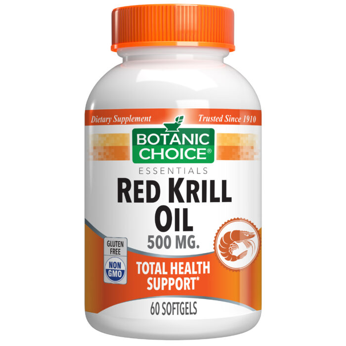 Botanic Choice Red Krill Oil 500 mg - Essential Fatty Acids Support Supplement - 60 Softgels