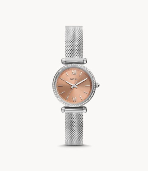 Carlie Mini Three-Hand Stainless Steel Mesh Watch