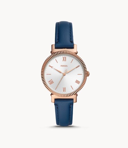 Daisy Three-Hand Midnight Navy Leather Watch jewelry