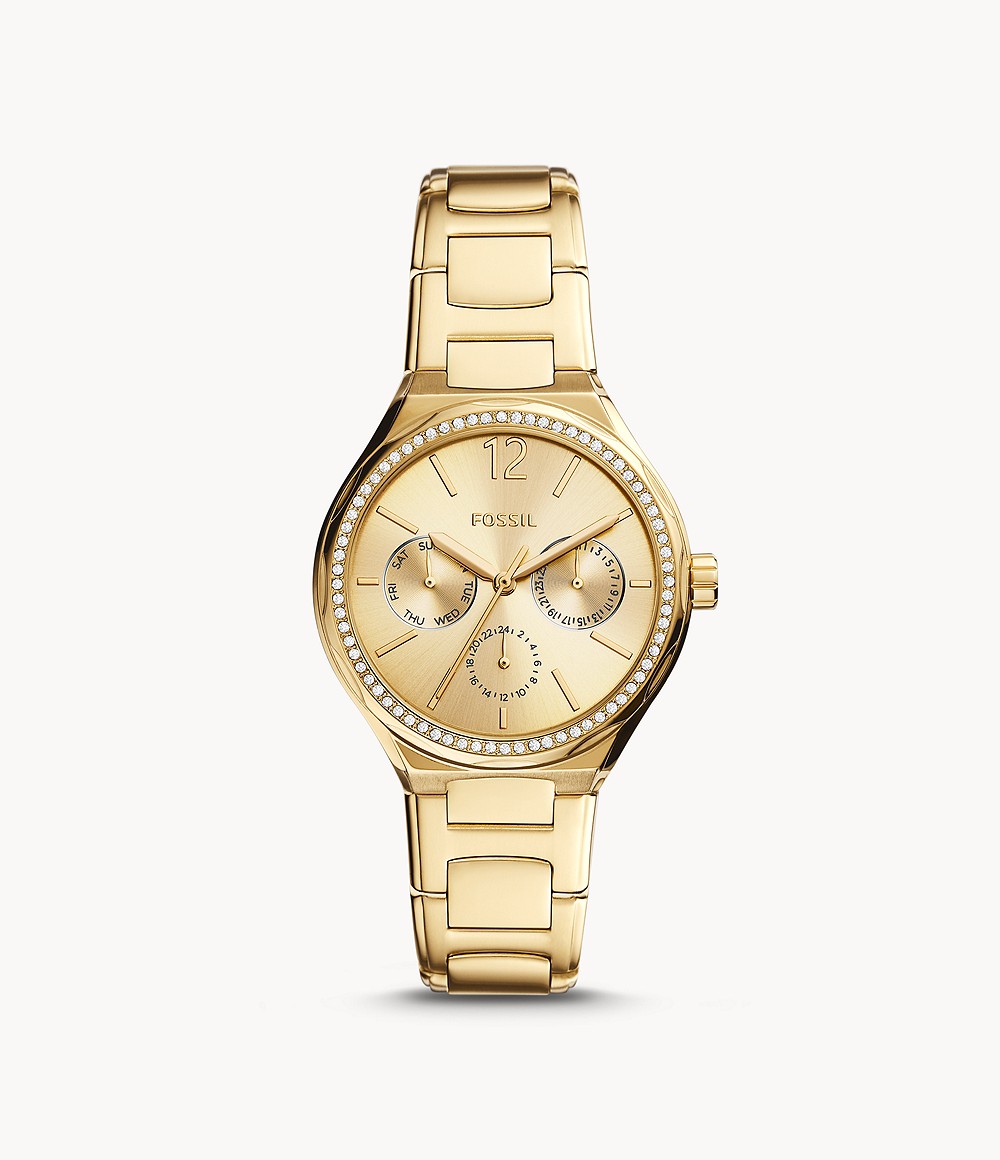 Eevie Multifunction Gold Stainless Steel Watch