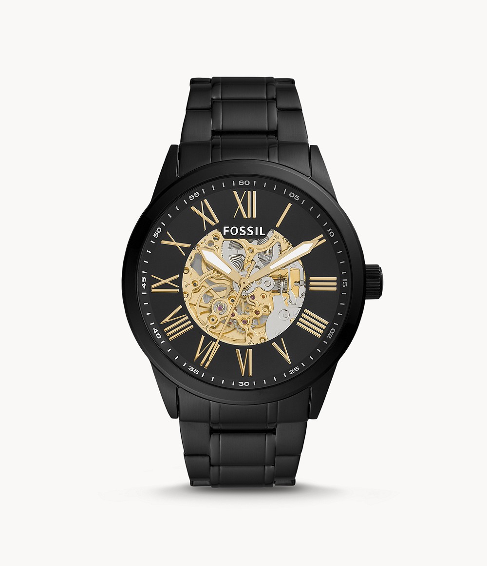 Flynn Automatic Black Stainless Steel Watch