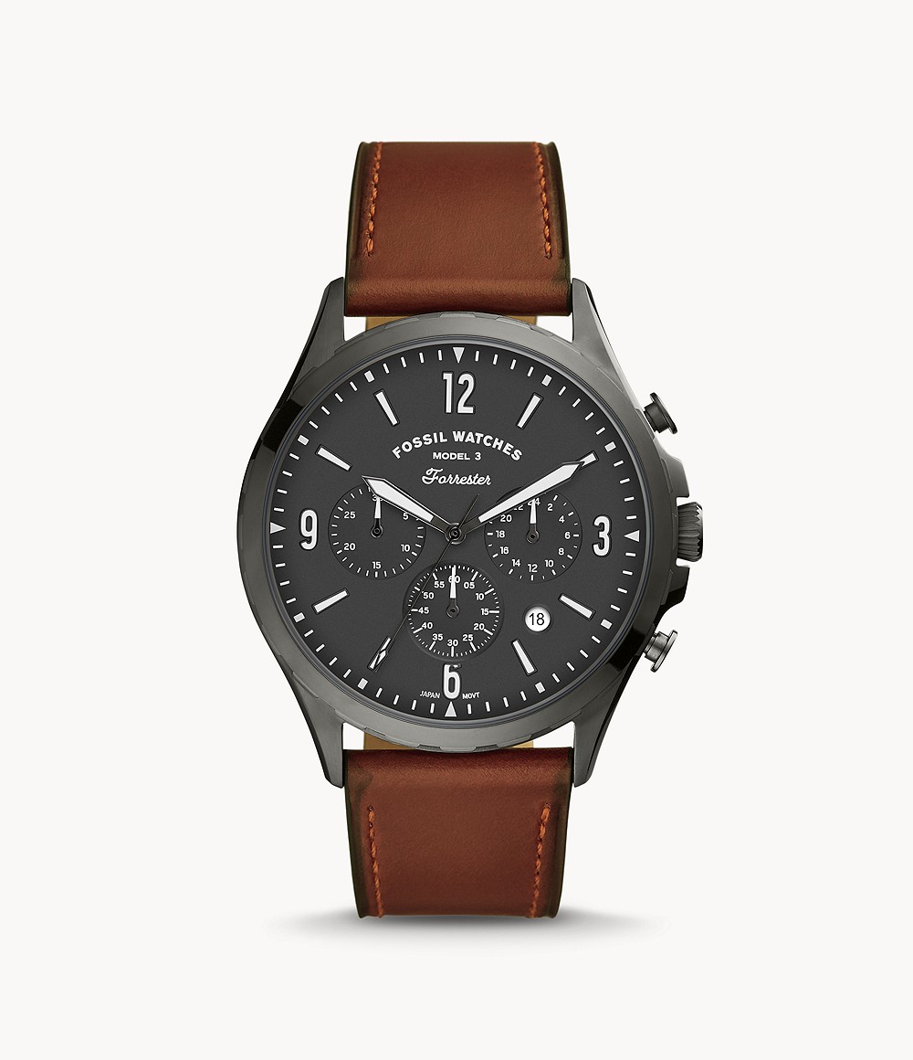 Forrester Chronograph Amber Leather Watch