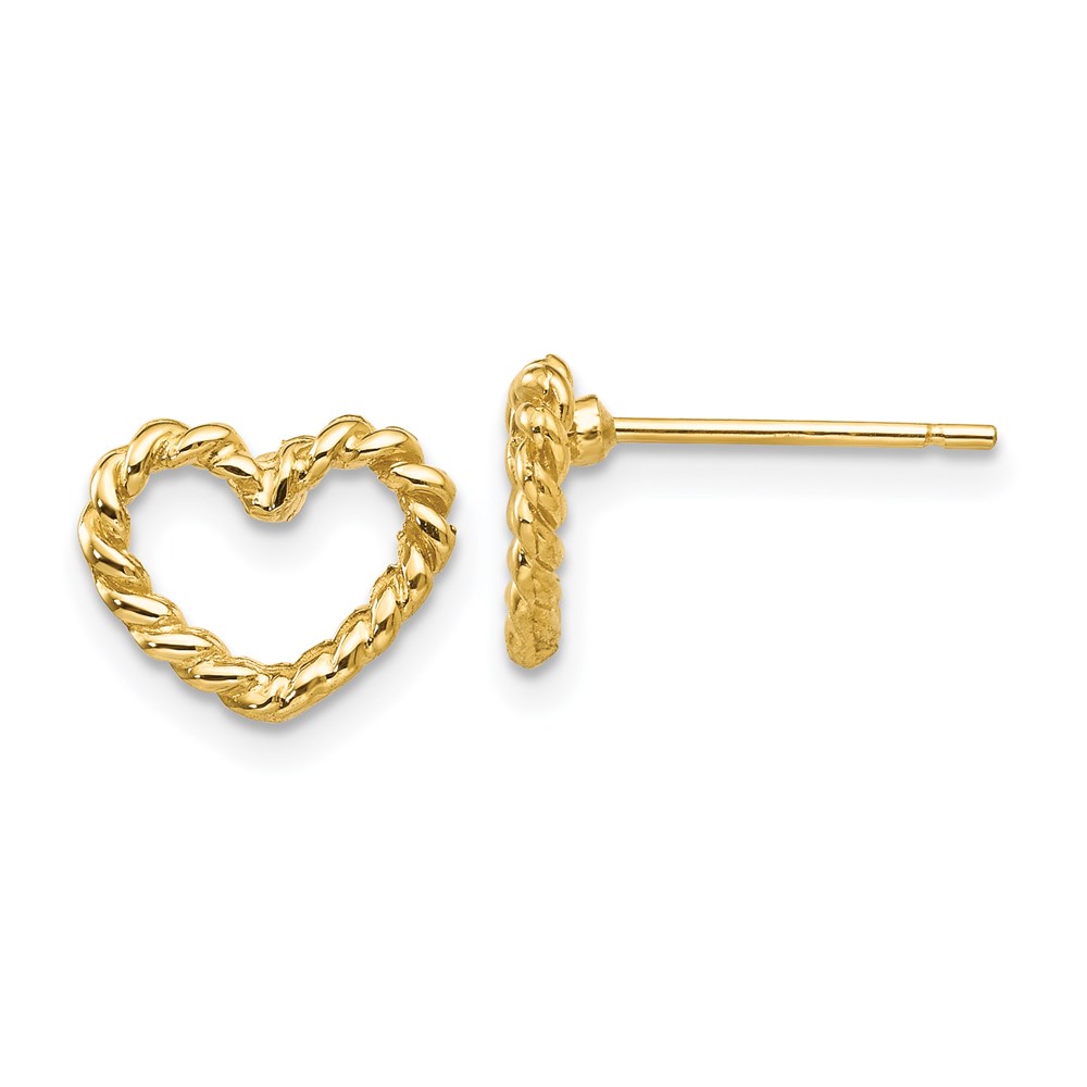 H1067 14K Yellow Gold Heart Post Earrings