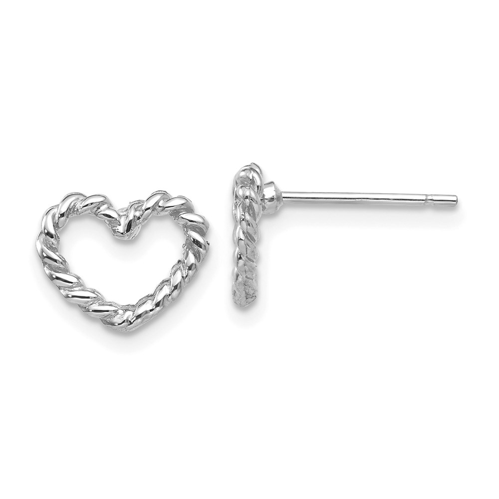 H1068 14K White Gold Heart Post Earrings