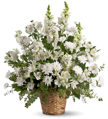 Heavenly Light Funeral Flowers Basket