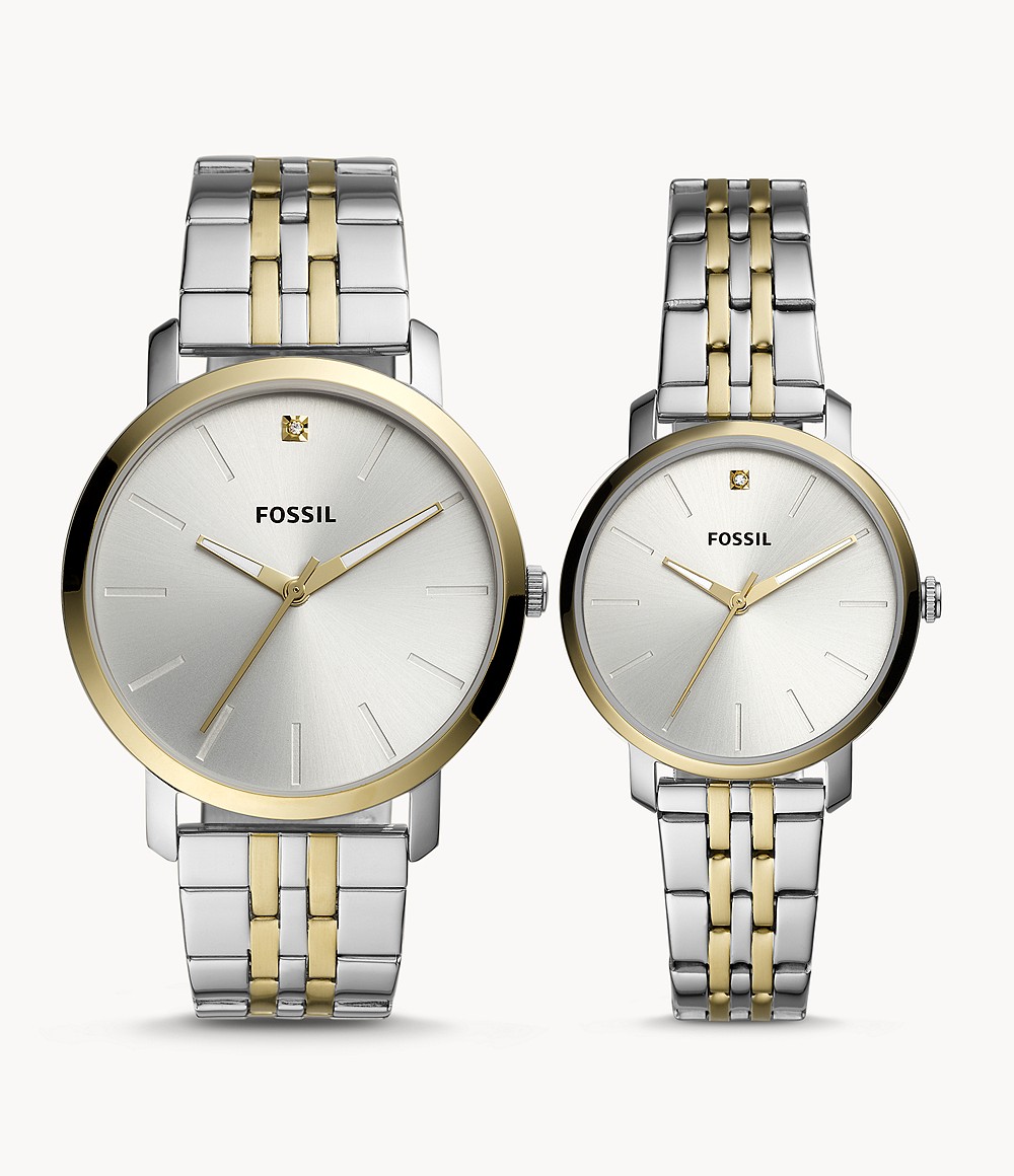 His And Her Lux Luther Three-Hand Two-Tone Stainless Steel Watch Gift Set jewelry