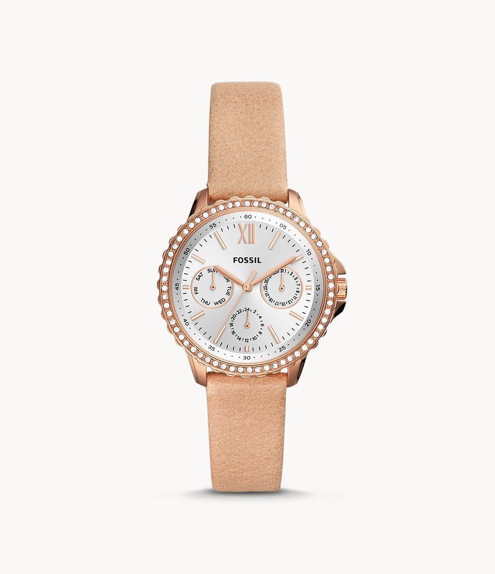 Izzy Multifunction Blush Leather Watch jewelry