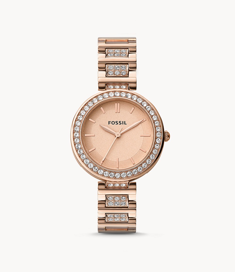 Karli Three-Hand Rose Gold-Tone Stainless Steel Watch Jewelry