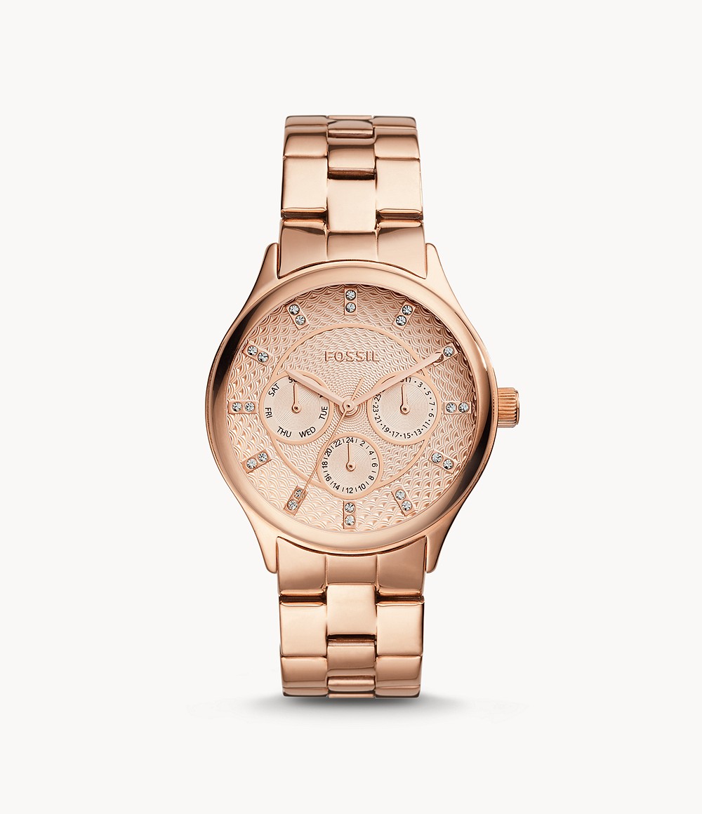 Modern Sophisticate Multifunction Rose Gold-Tone Stainless Steel Watch Jewelry