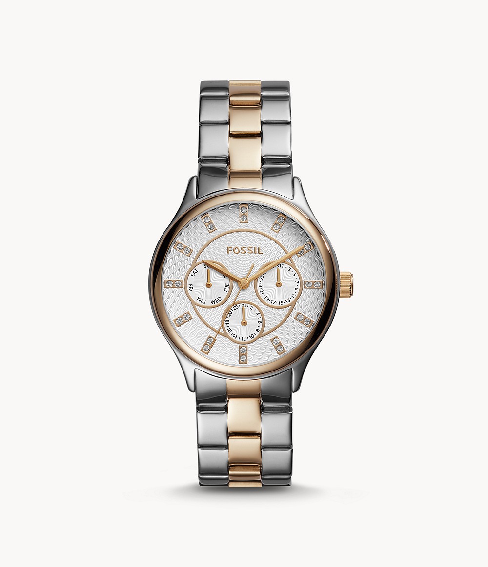 Modern Sophisticate Multifunction Two-Tone Stainless Steel Watch Jewelry