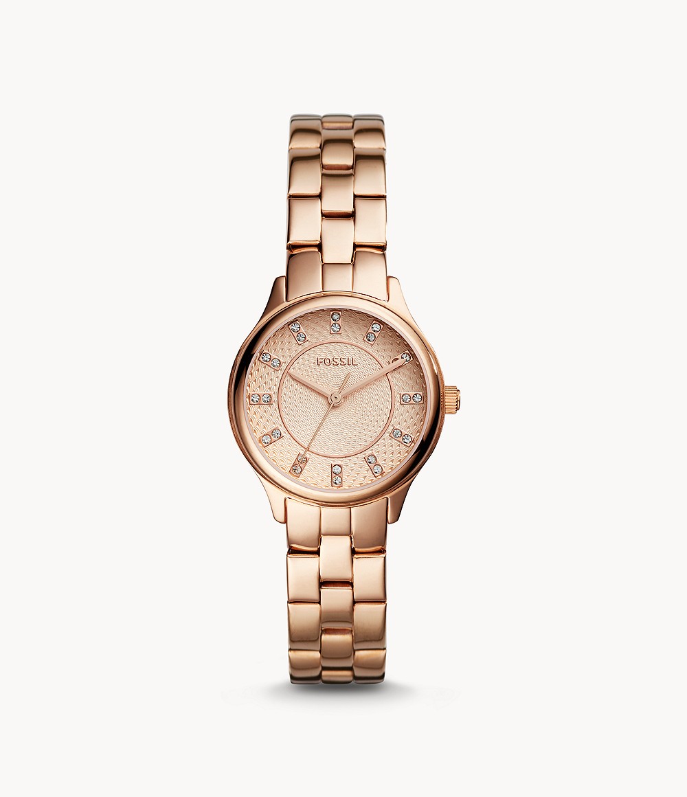 Modern Sophisticate Three-Hand Rose Gold-Tone Stainless Steel Watch Jewelry