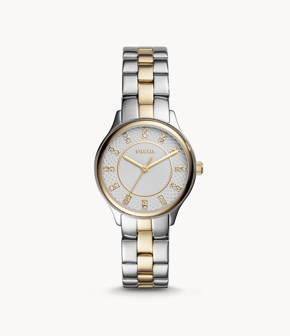 Modern Sophisticate Three-Hand Two-Tone Stainless Steel Watch Jewelry