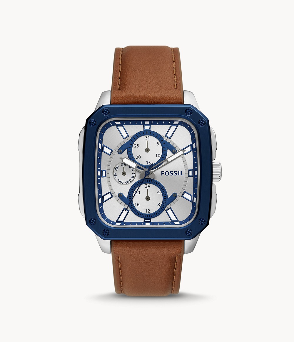 Multifunction Brown Leather Watch