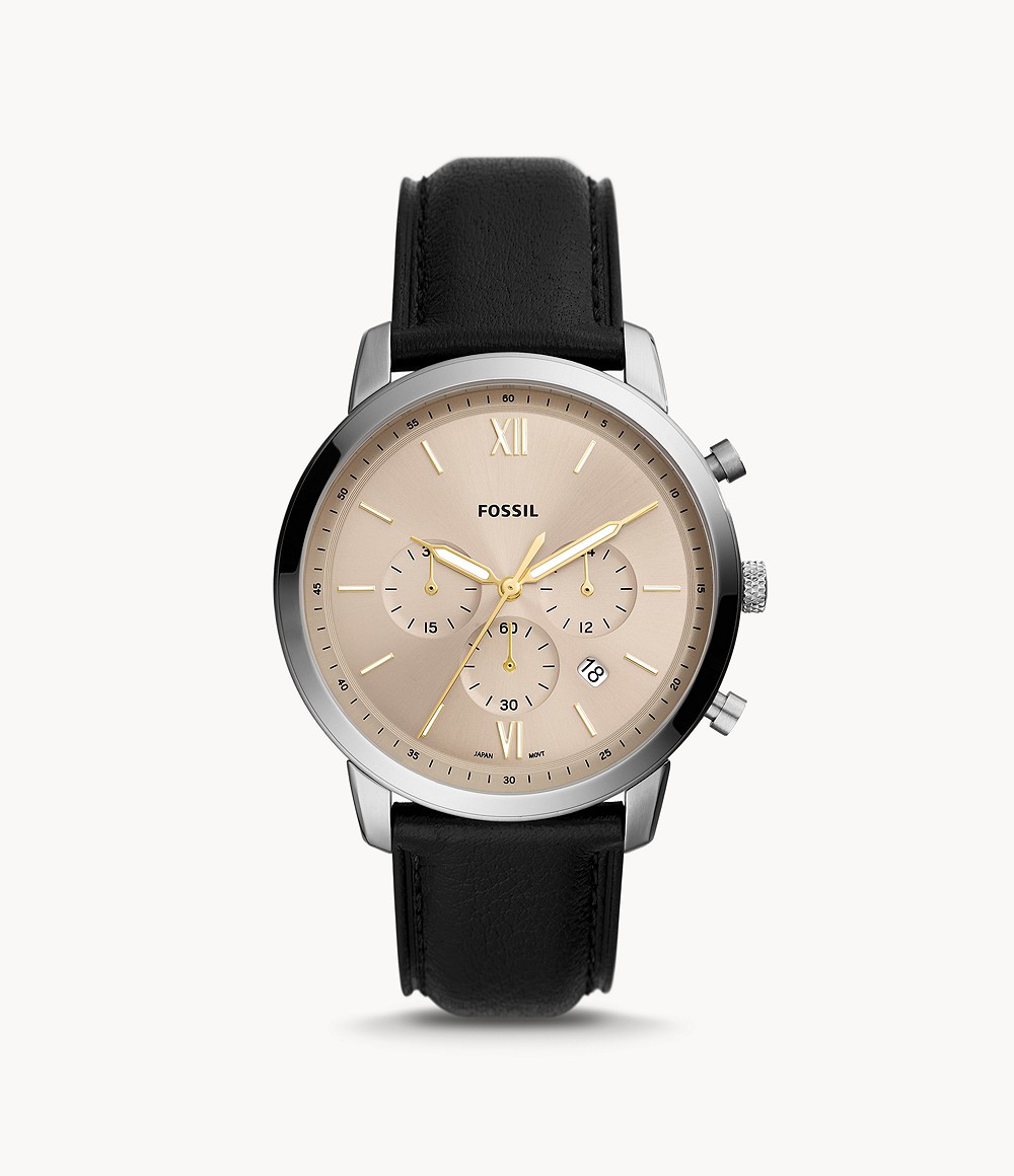 Neutra Chronograph Black Eco Leather Watch