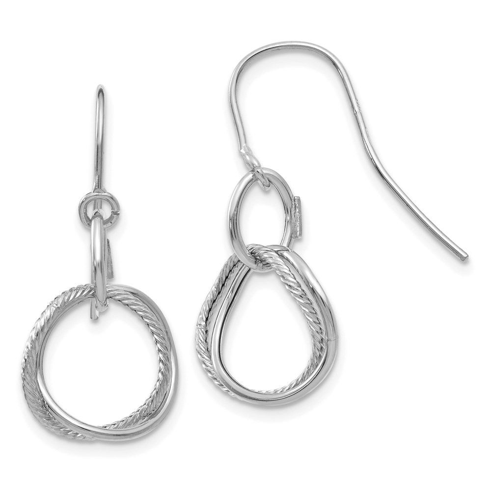 PRE877 14K White Gold Small Twisted Circle Shepherd Hook Earrings