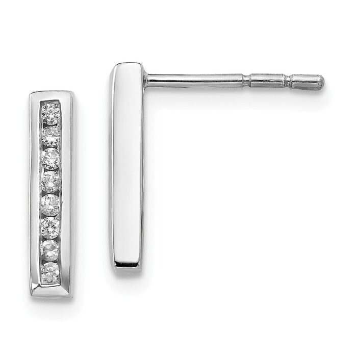 QW293 Sterling Silver Diamond Earrings - Polished