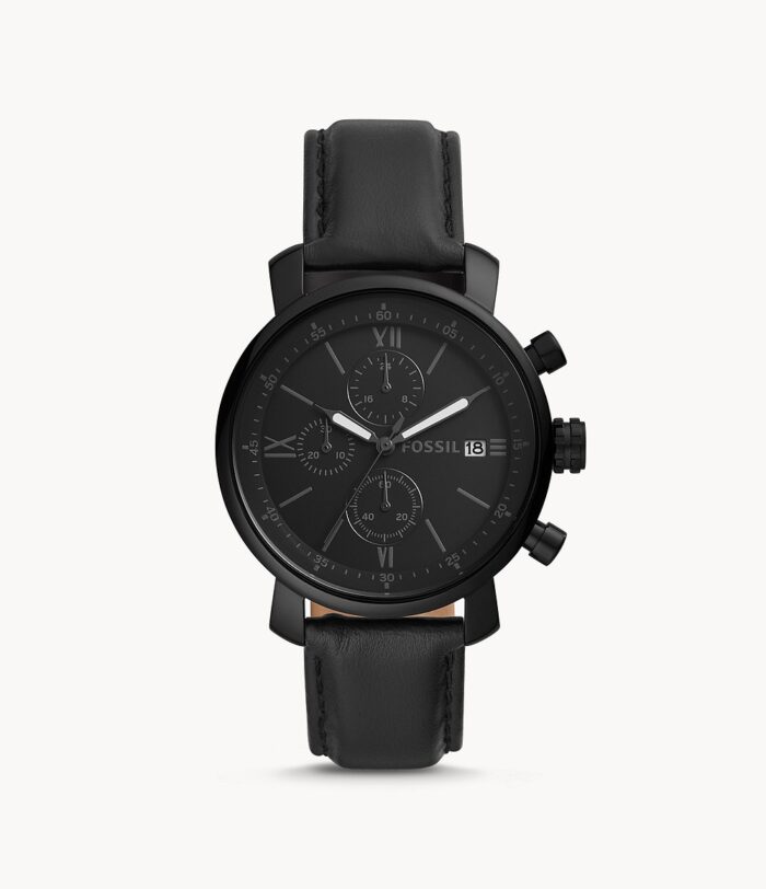 Rhett Chronograph Black Leather Watch Jewelry