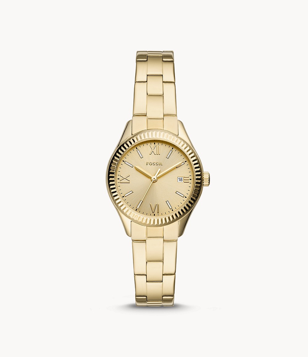 Rye Three-Hand Date Gold-Tone Stainless Steel Watch