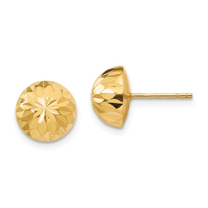 SE130 14K Yellow Gold Madi K Polished & Diamond-Cut 9 mm Button Post Earrings