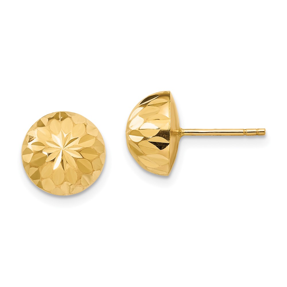 SE130 14K Yellow Gold Madi K Polished & Diamond-Cut 9 mm Button Post Earrings