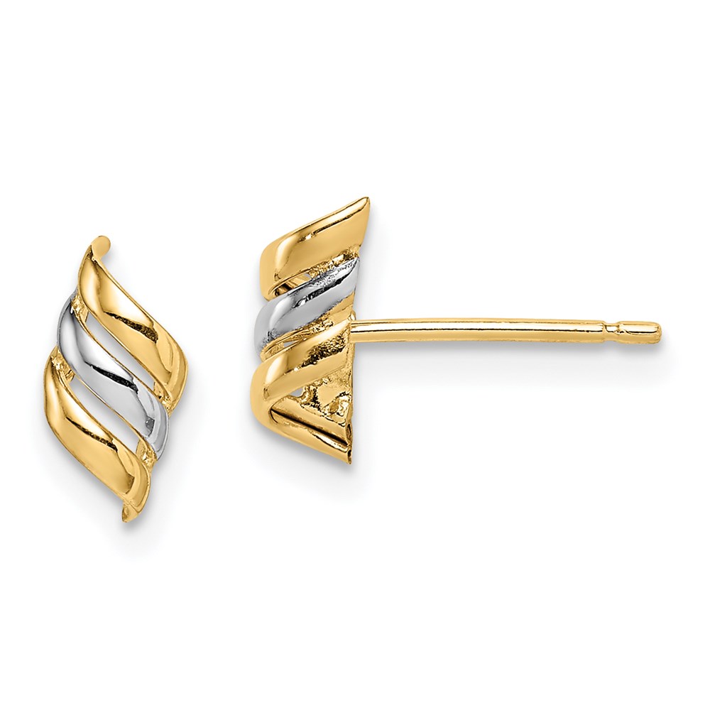 SE2987 14K Yellow & Rhodium with Madi K Swirl Post Earrings