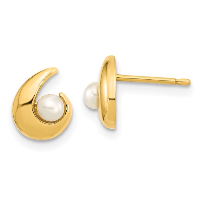 SE3047 14K Yellow Gold Madi K Polished 3.5 mm Freshwater Cultured Pearl Post Earrings