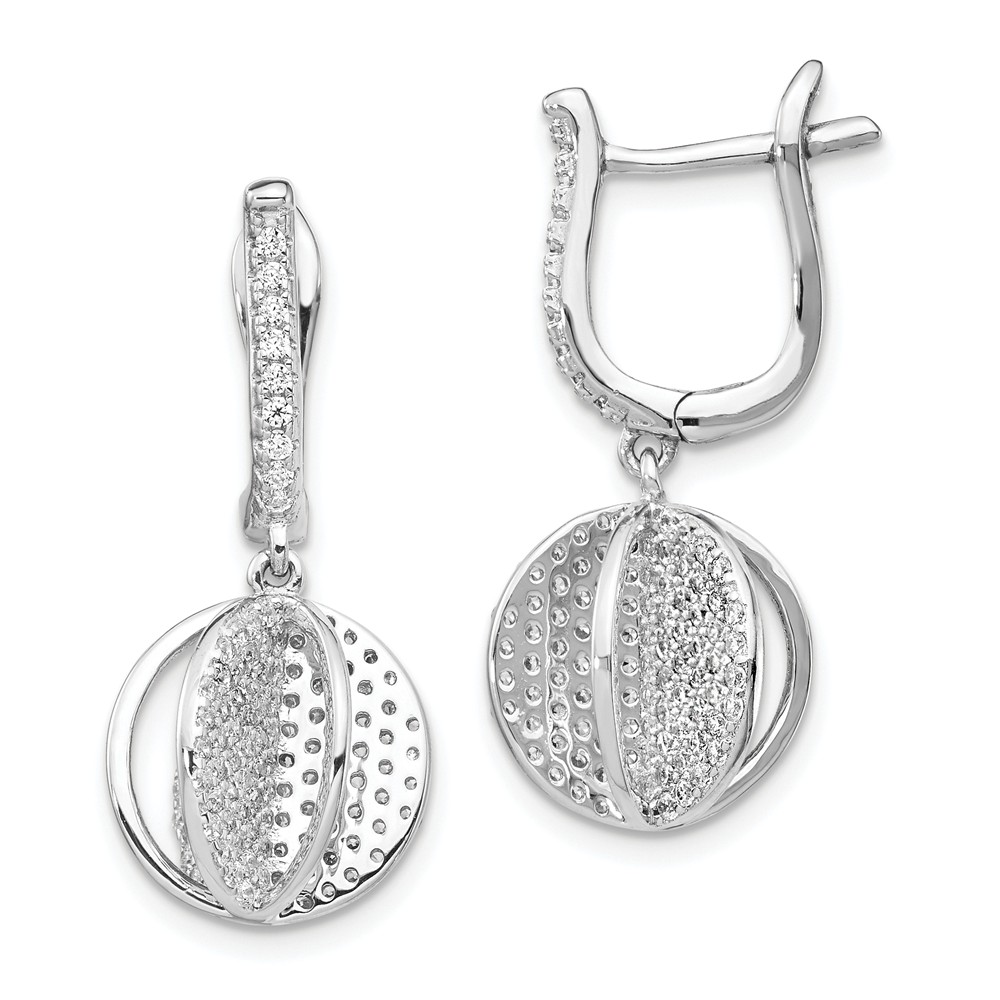 Sterling Silver CZ Sphere Leverback Earrings