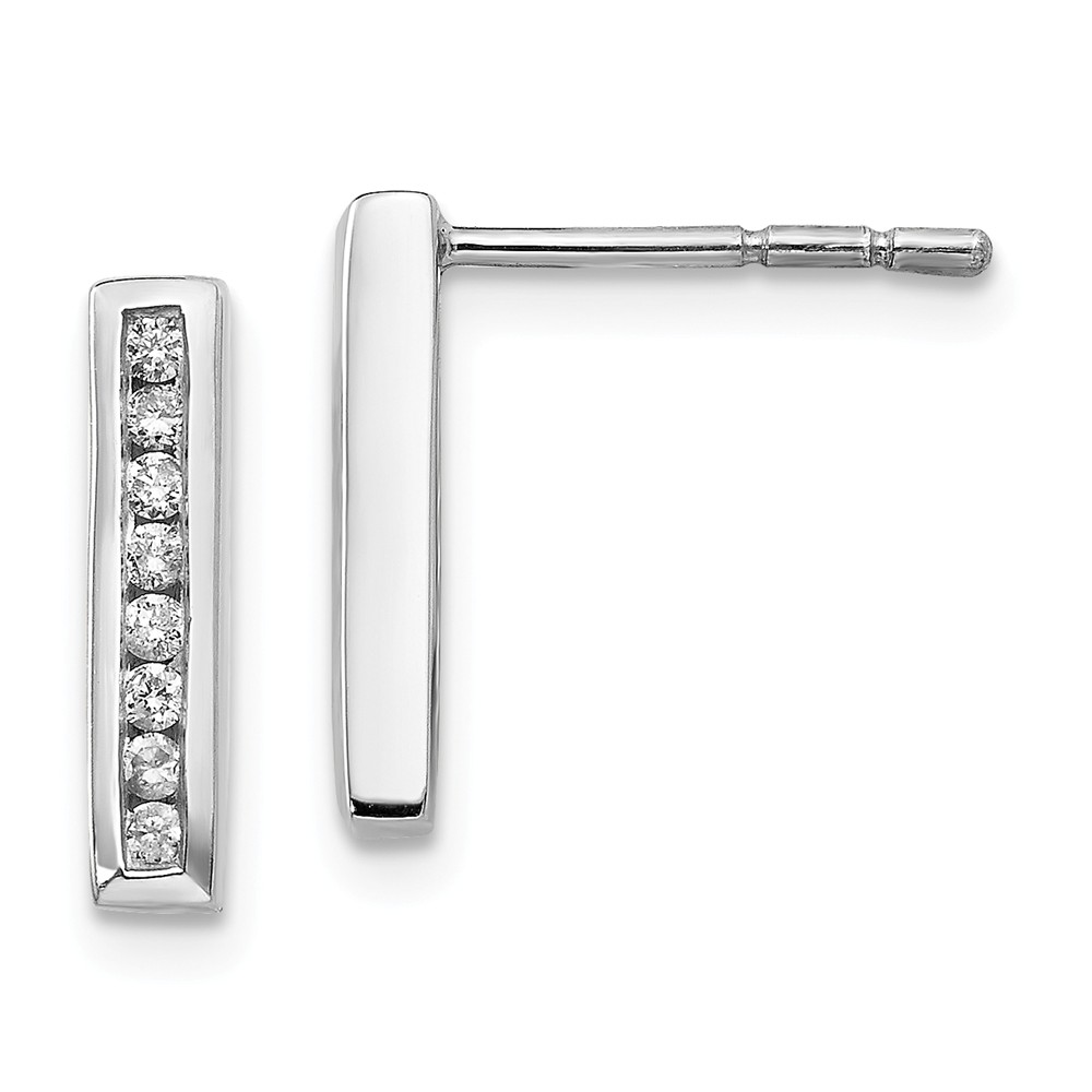 Sterling Silver Diamond Earrings - Polished