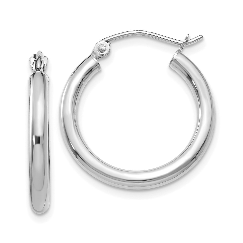 T840L 14K White Gold Polished 2.5 mm Lightweight Tube Hoop Earrings