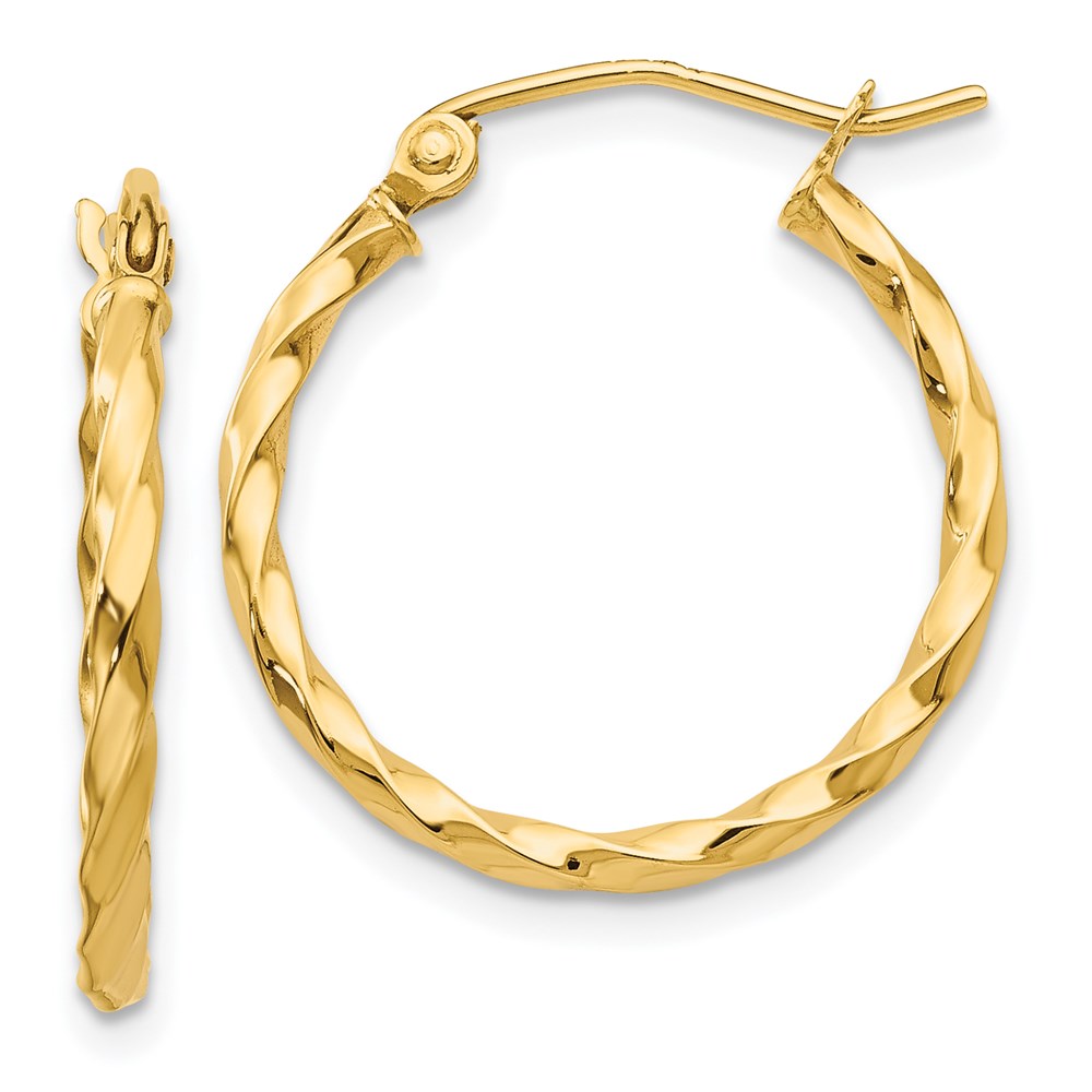 TC669 14K Yellow Gold Twist Polished Hoop Earring