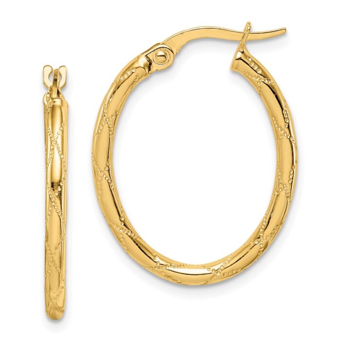 TF1467 14K Yellow Gold Hoop Earrings