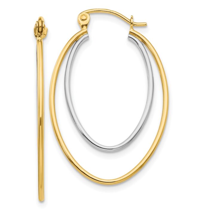 TF465 14K Two-Tone Lightweight Hoop Earrings