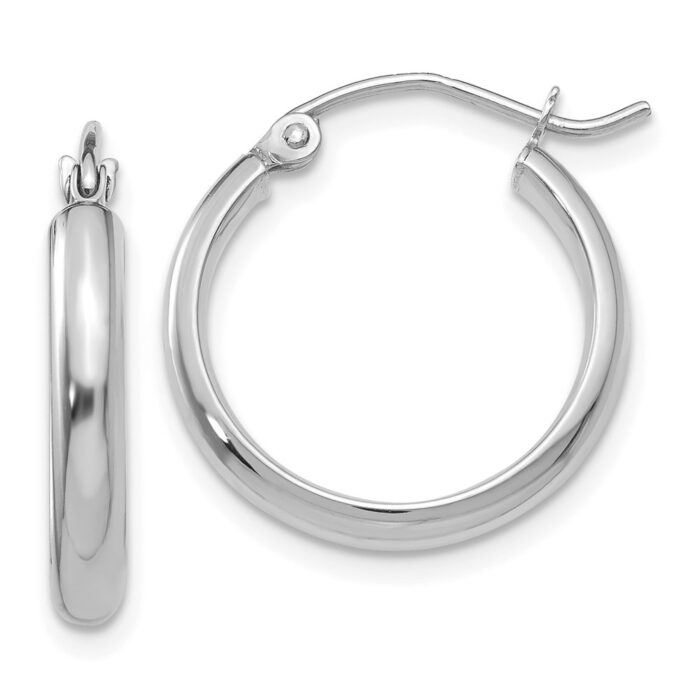 TF577 14K White Gold Hoop Earrings