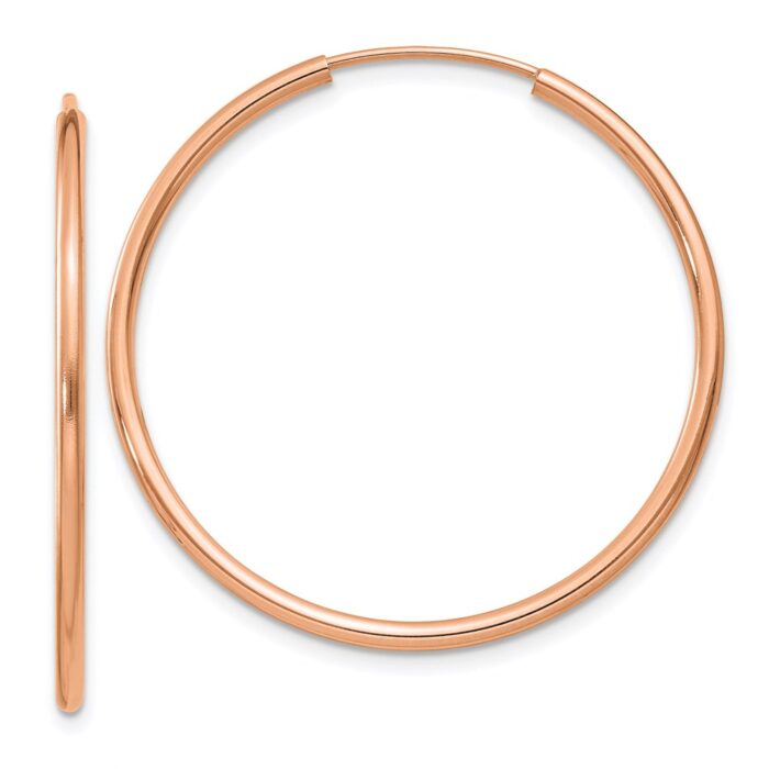 TF786 14K Rose Gold Polished Endless Tube Hoop Earrings