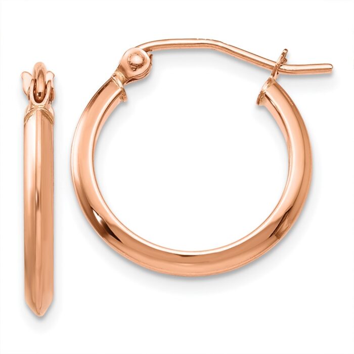 TH497 14K Rose Gold 2.5 mm Knife Edge Hoop Earrings