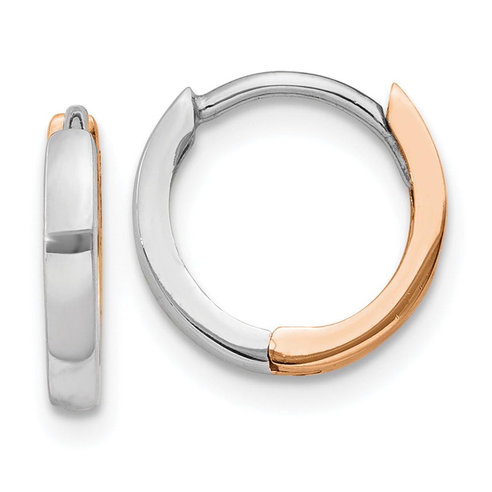 TL1175 14K Two-Tone Rose & White Gold 1.7 5mm Hinged Hoop Earrings