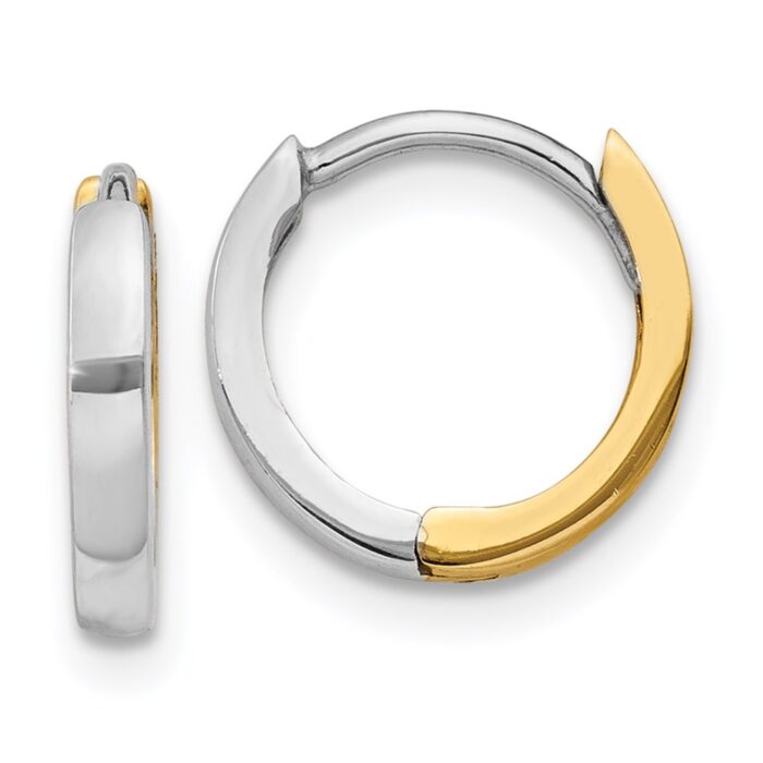 TL157 14K Two-Tone 1.75 mm Round Hinged Hoop Earrings