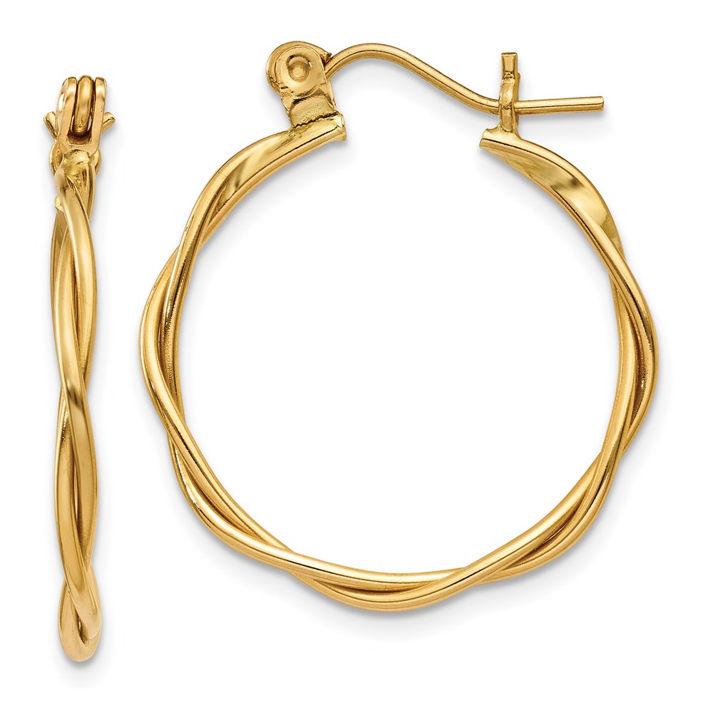 TL596 14K Yellow Gold Polished Twisted Circle Hoop Earrings