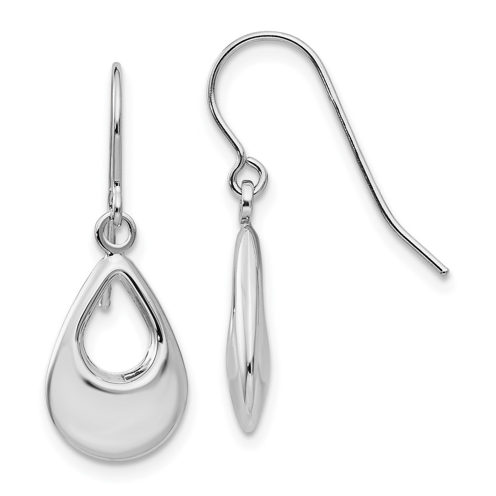 TL846 14K White Gold Teardrop Hollow Dangle Earrings