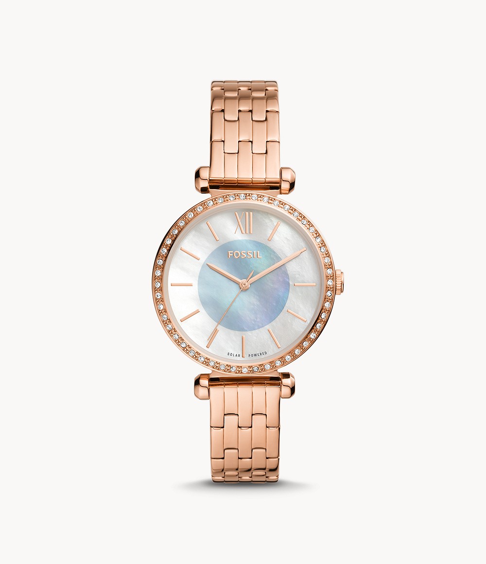 Tillie Solar-Powered Rose Gold-Tone Stainless Steel Watch